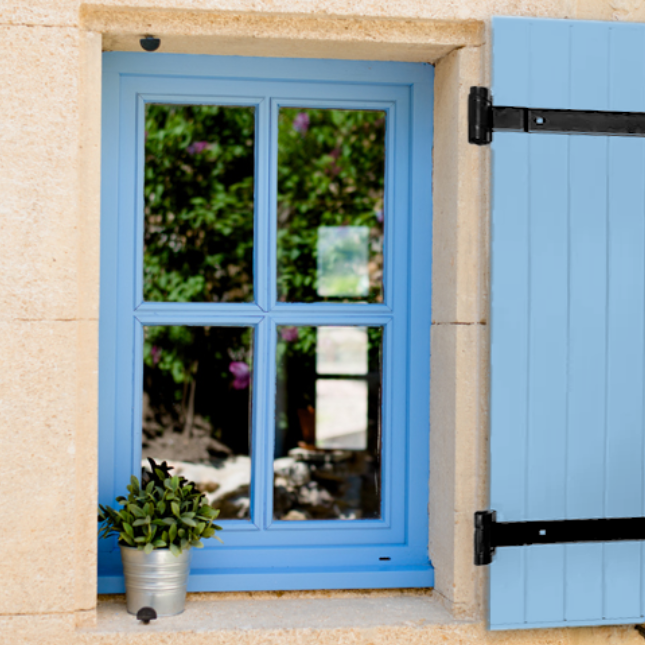 fenetre pvc couleur bleu laquage